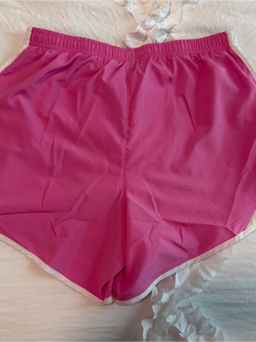 Nike Girls Hot Pink Athletic Shorts with White Trim